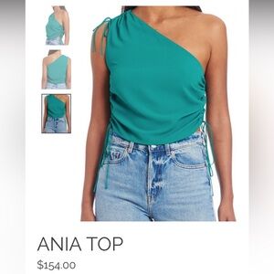 Amanda Uprichard Green Ania One Shoulder Top